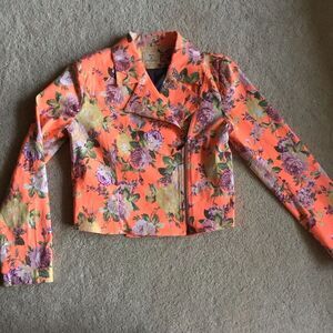 UO Pens & Needles Neon Tropical Moto Jacket